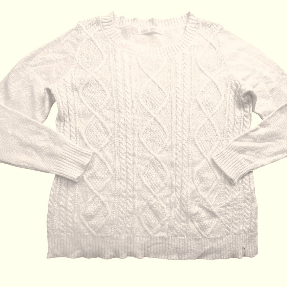 Woolrich Cable Knit Sweater Fisherman XL Ivory Wool Mohair GORP‎  Cozy